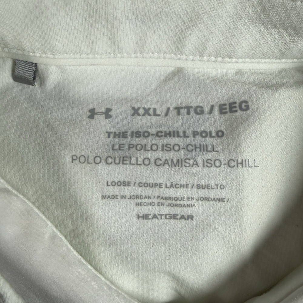Under Armour Iso Chill Polo Shirt Mens 2XL White Green Lightweight Golf‎ - Picture 2 of 7